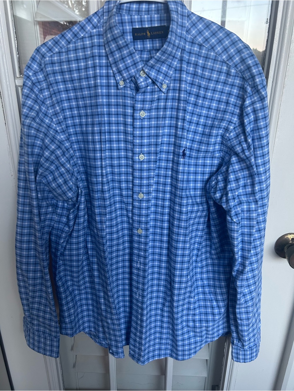 Ralph Lauren Men's Blue Plaid Button-Up Dress Shirt